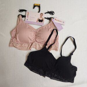 NWT* JoySpun Nursing Bralette 2-Pack Size L Lace Trim Black Pink